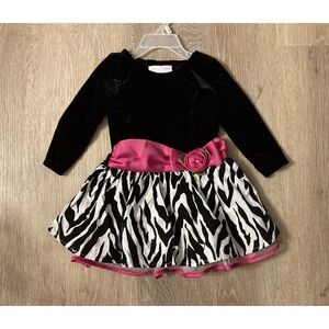 Bonnie Baby Girl’s Size 18 Months Black Velvet Dress With Pink Accents